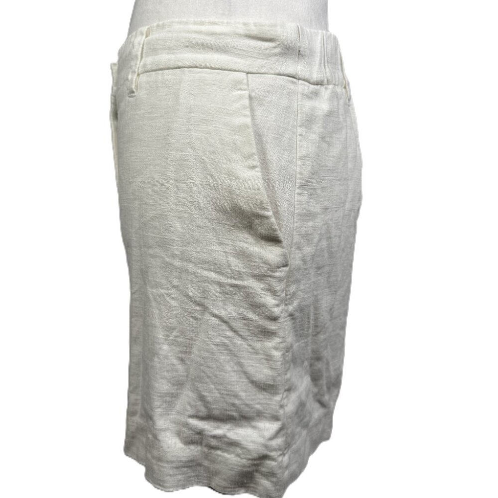 Nine West Linen and Viscose Blend Lined White Trouser Shorts Sz L Flat Front - Picture 3 of 8